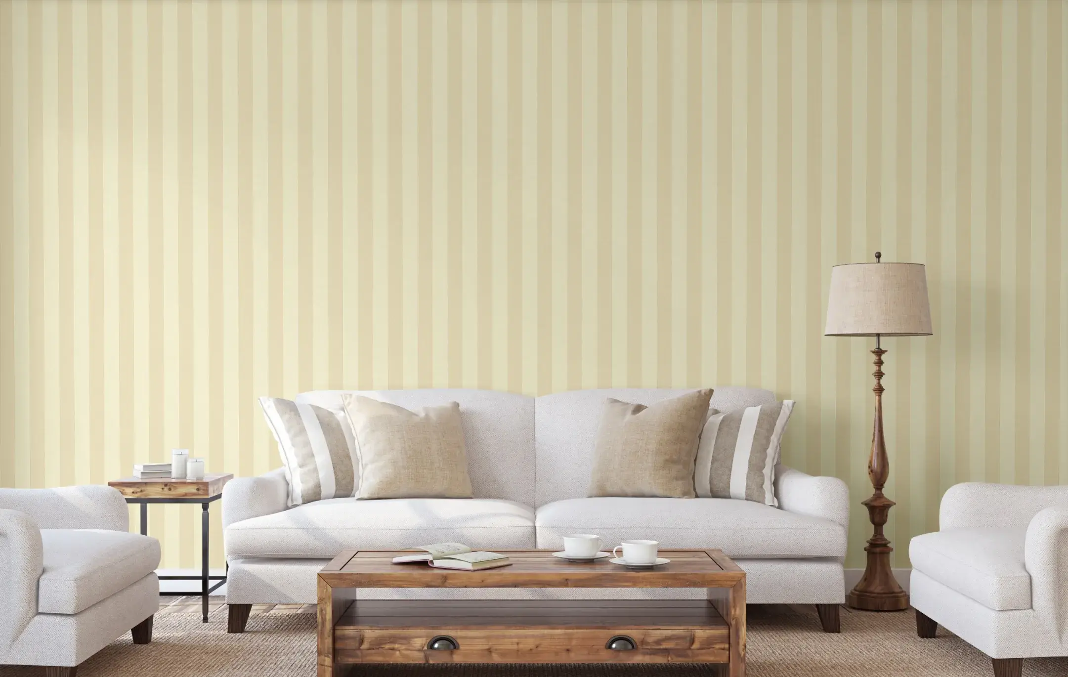 Beige Embossed Wallpaper – Flocked Velvet (3704-2)